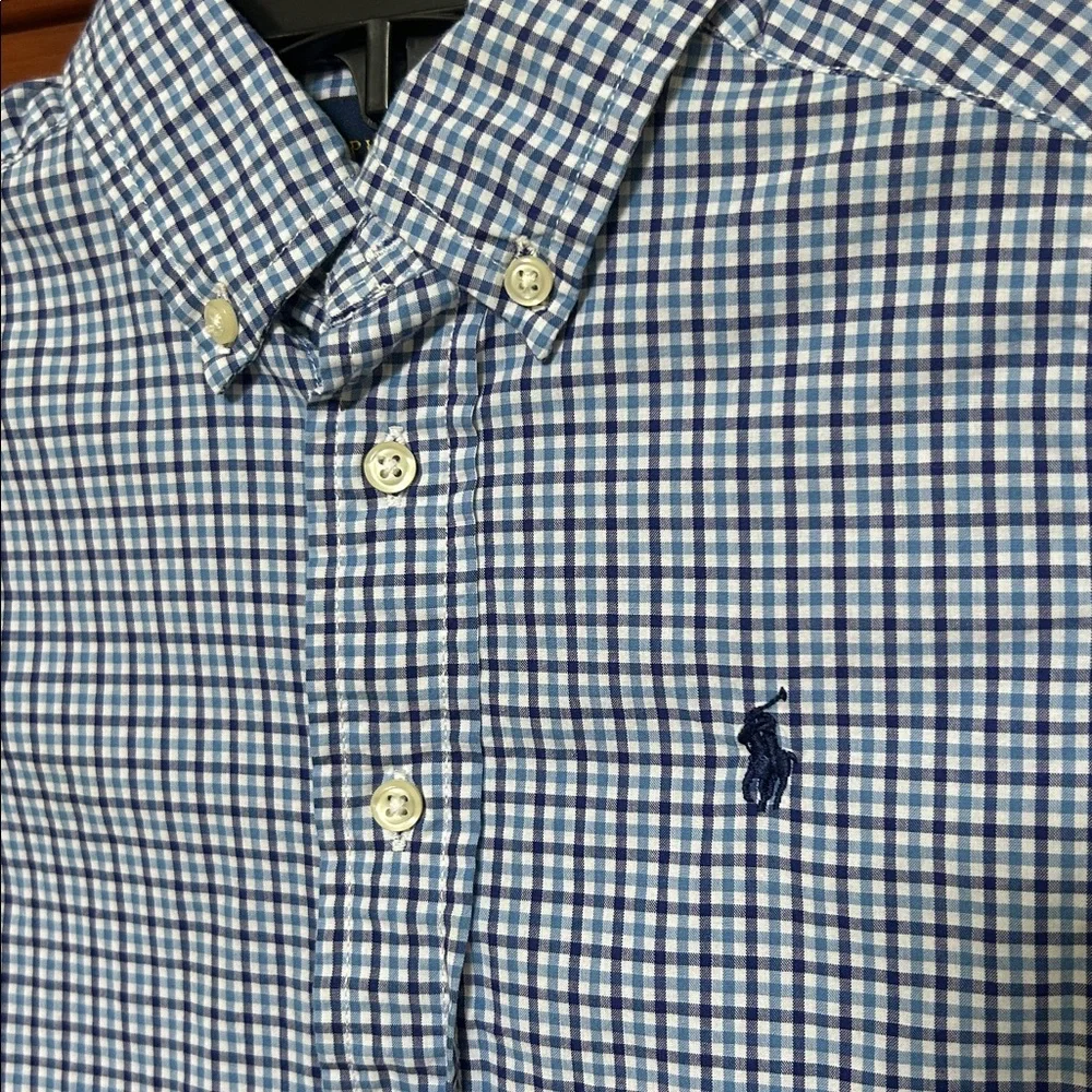 Ralph Lauren Boys Blue & White Gingham Button-Down Shirt